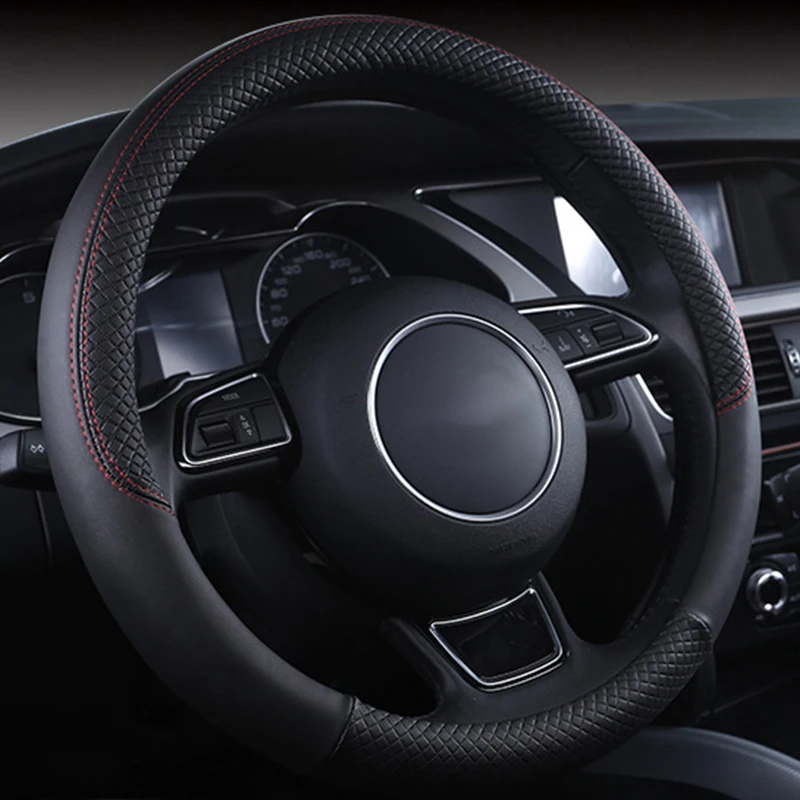 Universal Car Steering Wheel Cover Braid Leather Anti-Slip 8 Color Car-styling Auto Accessories