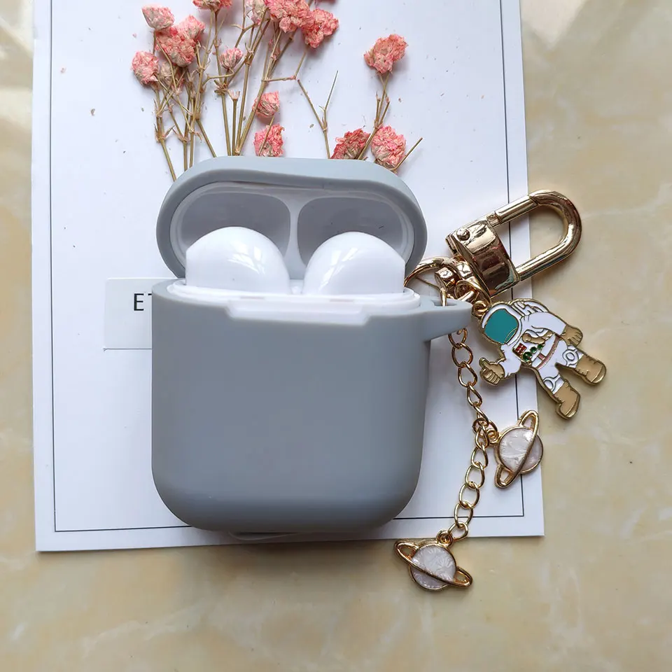 High quality Силиконовый чехол с космическим космонавтом для Apple Airpods 1, 2, аксессуары, защитный чехол, сумка, чехол для наушников, брелок для ключей - Цвет: High quality