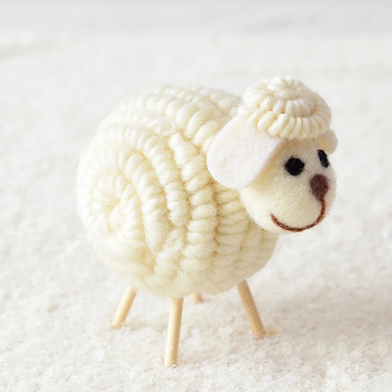 Christmas Nordic Wool Felt Lovely Sheep Cute Desktop Mini Ornaments New Year Table Decorations for Home Gifts