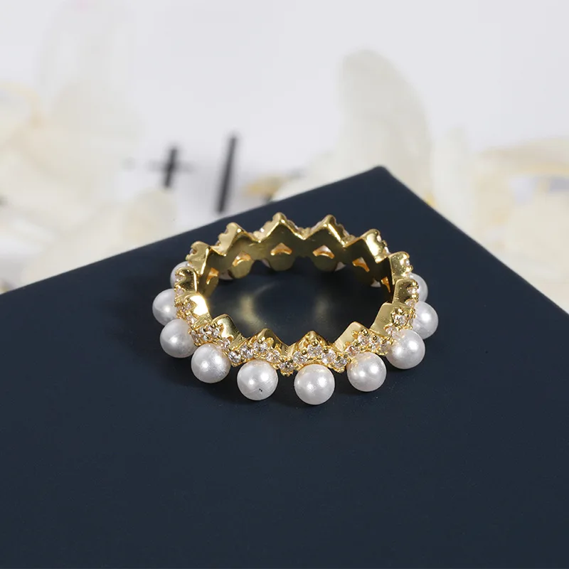 Модное кольцо с жемчугом обручальное Циркон Кольца для женщин Свадебное