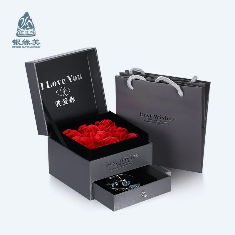 Романтическая роза, двухслойный дизайн, Ювелирная Подарочная коробка, высококачественный ящик, шкатулка для ювелирных изделий, изысканная