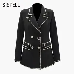 SISPELL осень в Корейском стиле со стразами одежда в стиле пэчворк; куртка пальто с лацканами длинный рукав; пуговицы куртки Для женщин модная