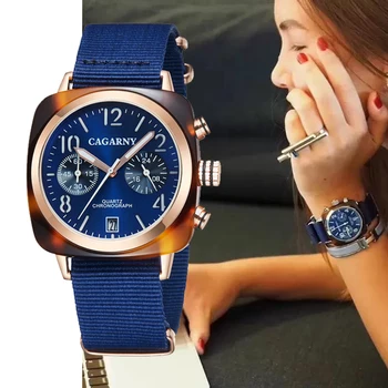 

Dropship Luxury Brand Cagarny Chronograph Quartz Watch Women New Fashion Ladies Watches Female Clock Auto Date Waterproof XFCS