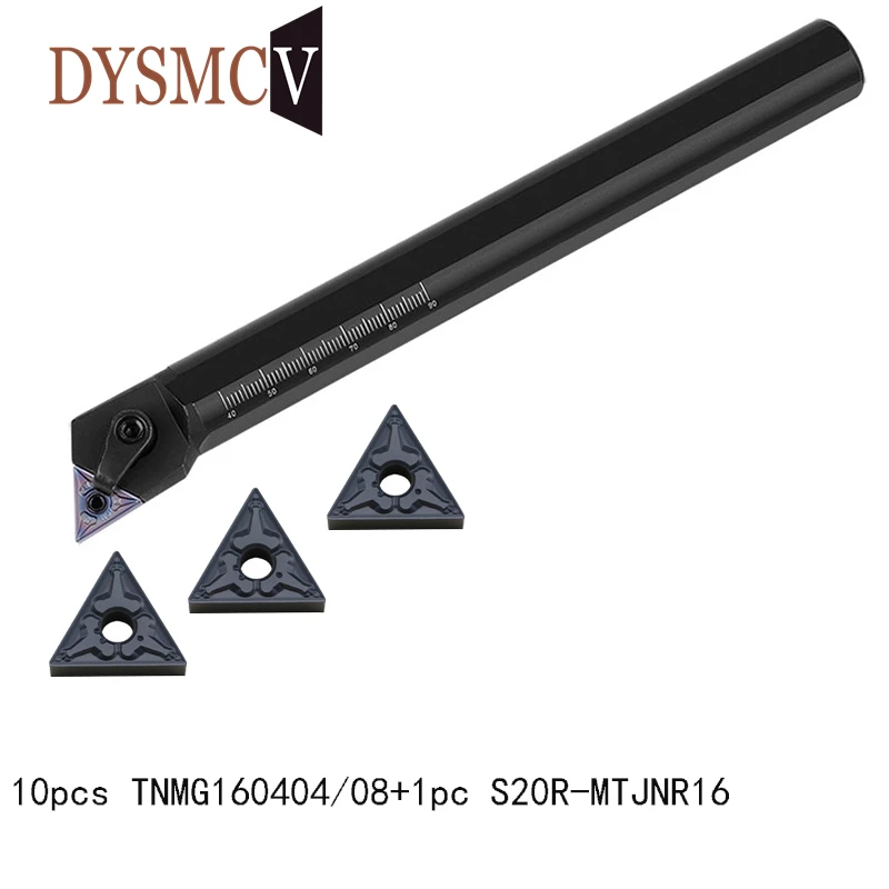 

10pcs TNMG160404 TNMG160408+1PC S20R MTJNR16 carbide inserts for CNC Lathe Turnning cutter internal toolholder high quality