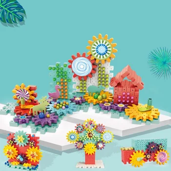 

3D Model Building Kits Plastic Brick Blocks With Electric Gears Educational Toys For Kids Children Gifts Figurines 81pcs