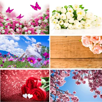 

Vinyl Custom Photography Backdrops Flower and Wooden Planks Theme Photography Background 200309HK-04
