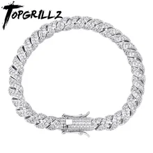 TOPGRILLZ 10 мм Iced Out кубический циркон кубинская ссылка браслет золото серебро Цвет Личность хип хоп ювелирные изделия