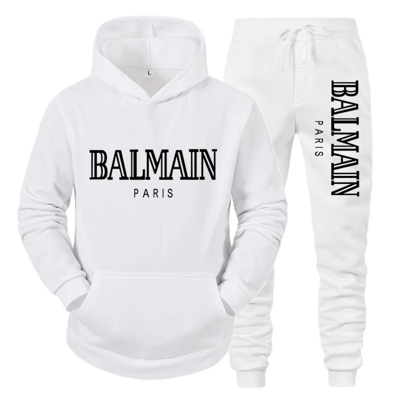 

2020 Fashion Hot Men's Winter Solid Color Sweater Printing Two-Piece Sweater Cashmere Sweater And Casual Pants Set