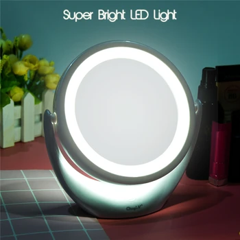 

Makeup Vanity Mirror with Led Light Lighted Rechargeable 1x/5x Magnification Cosmetic Mirror Portable Backlit Table Mirror 50