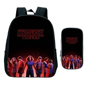 

Fashion Kids Stranger Things School Bag Popular Pattern Primary Backpack Daily Child Kindergarten Bookbag Gift(Rucksack+Pen Bag)