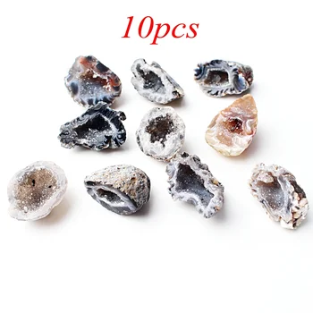 

10pcs Natural Agate Crystal Geode Quartz Gemstone Specimen Irregular Shape One Polished Jewelry Making Stone