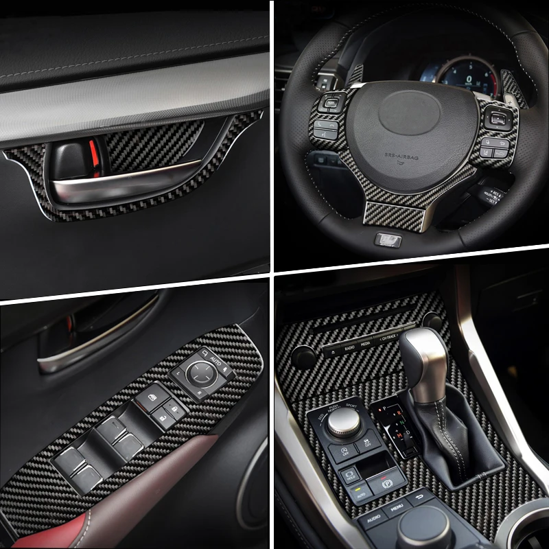 Carbon Fiber For Lexus NX 2014-2019 Car Interior Gearshift Air Conditioning CD Panel Door Armrest Cover Trim Sticker Accessories |