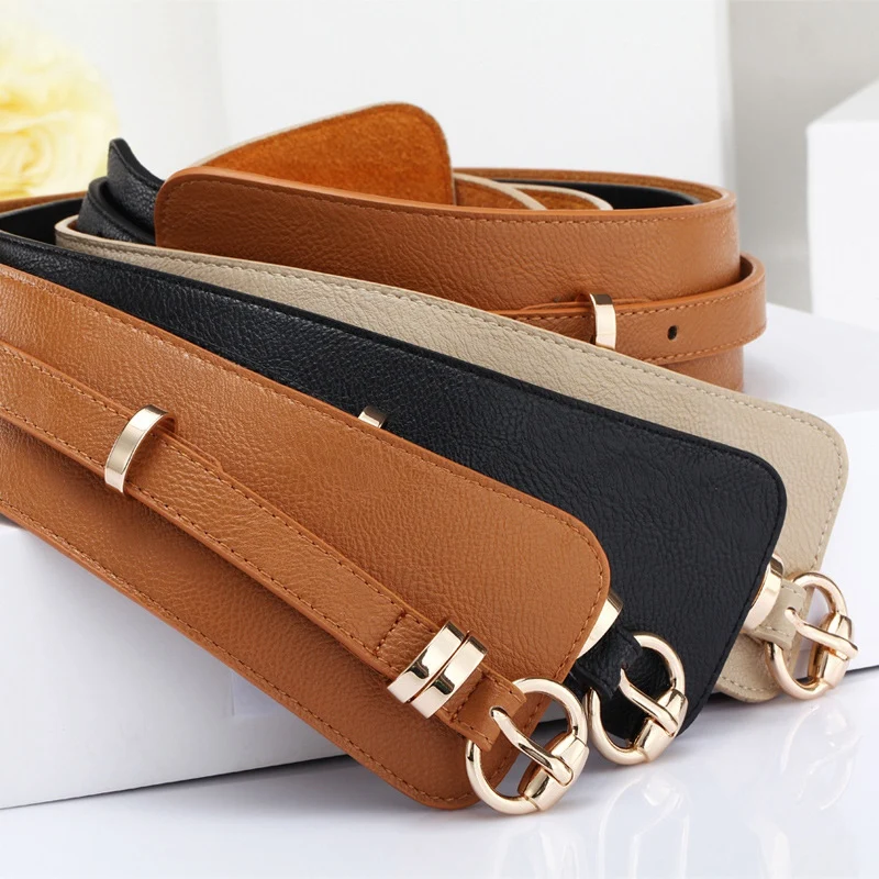 Высокий пояс дамы эластичный пояс женский ретро ремень пряжка ветровка пуховик пояс