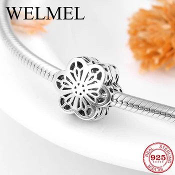 

Fashion 925 Sterling Silver charming Hollow out flower clips Lock beads Fit Original Pandora Charm Bracelet Jewelry making