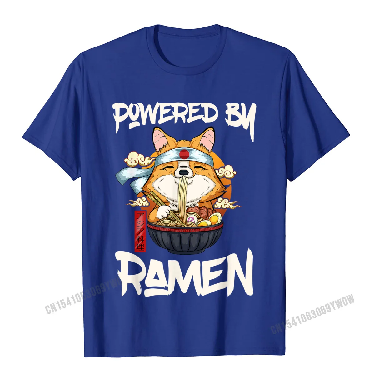 Funny T Shirt Short Sleeve Fitness Tight Coupons Male Lovers Day Tops & Tees Fitness Tight T Shirt Round Neck Cotton Powered by Ramen Japanese Anime Kawaii Corgi Dog Lovers Gift T-Shirt__25 blue