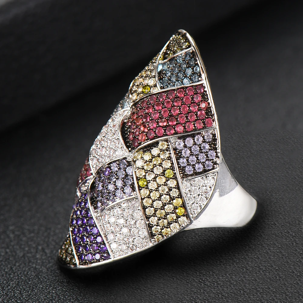 GODKI Trendy Twist Cross Wrap Ring for Women Multicolor Cubic Zircon Finger Rings Beads Charm Ring Bohemian Beach Jewelry