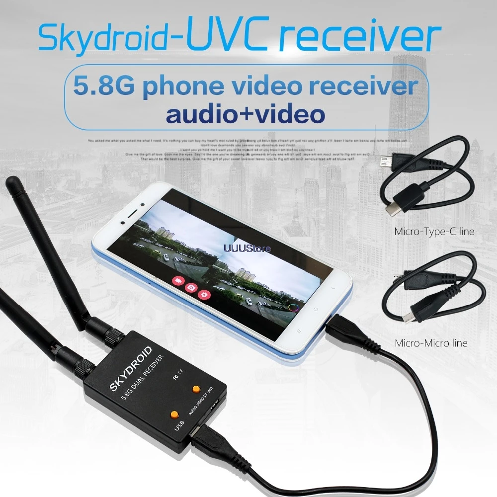 Fpv SKYDROID UVC Fuav двойная антенна OTG 5,8G 150CH полный канальный Fpv приемник W/аудио для Android смартфон поддержка передатчик