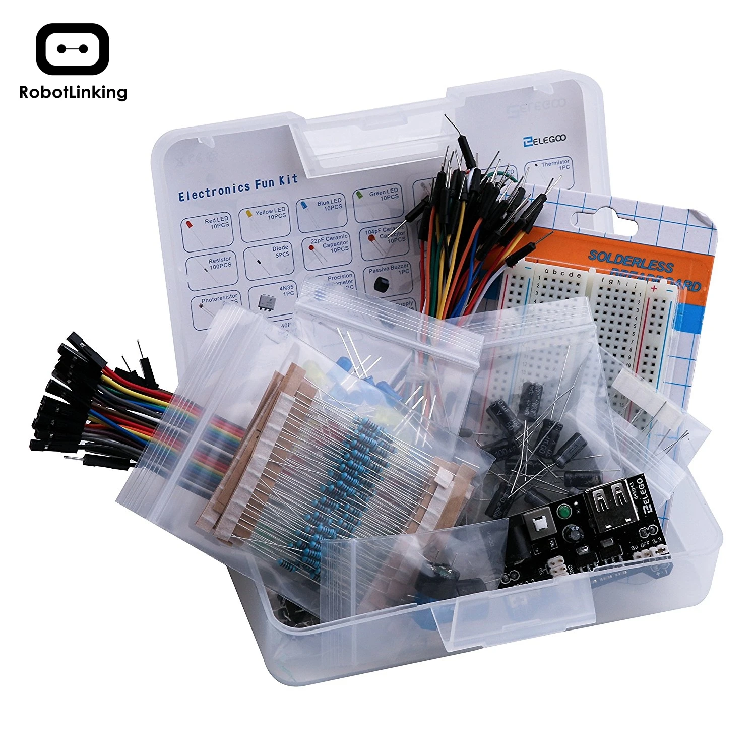 Электронные DIY Kit комплект с Макет кабель резистор, конденсатор светодио дный LED, потенциометр 235 товаров для arduino