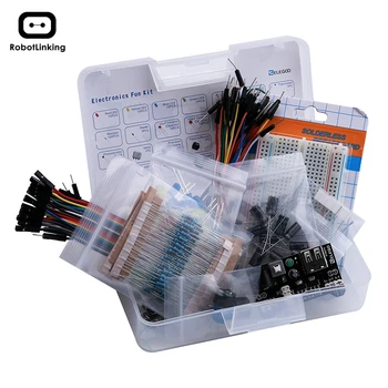 

Electronic DIY Kit Bundle with Breadboard Cable Resistor, Capacitor, LED, Potentiometer 235 Items for arduino