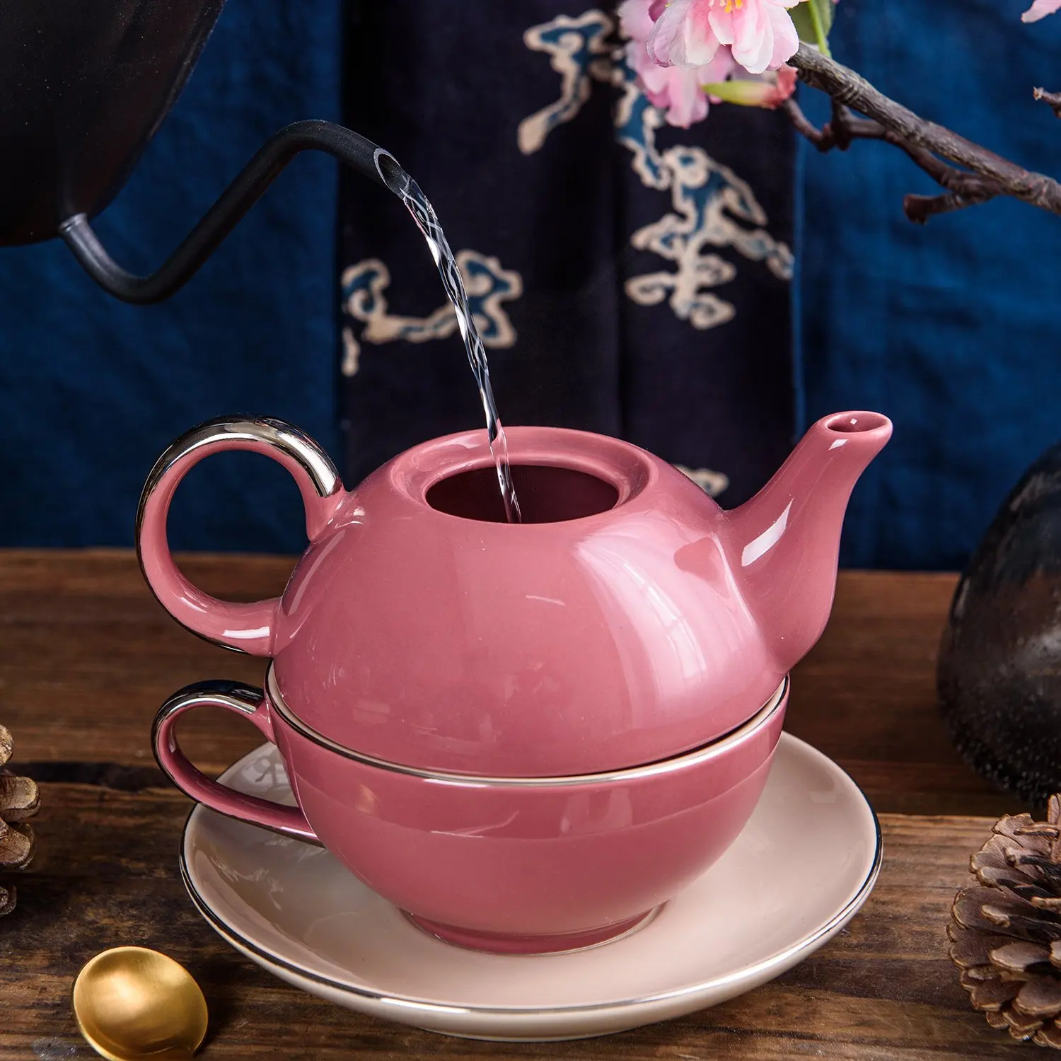 Café y té Servicio té y Artvigor Tetera de Porcelana Juego de té Colorido Regalo para Navidad y cumpleaños té para un Conjunto vemax.es