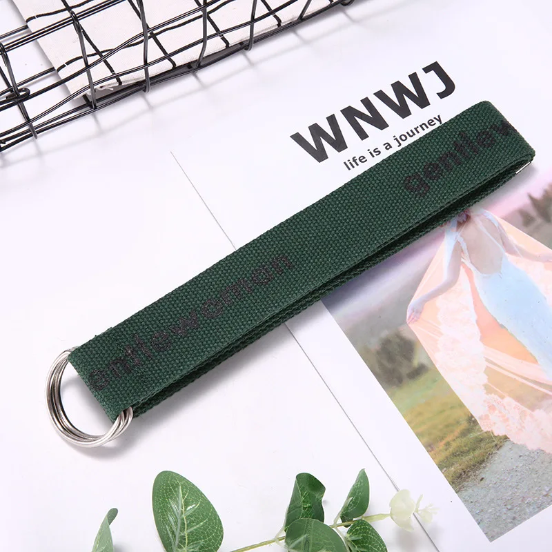 GW-Dark Green TagerWilen ремень стиль буквы напечатаны мода унисекс двойное D Кольцо холст ремень длинные джинсы ремни для женщин брезентовый мужской ремень - Цвет: GW-Dark Green