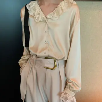 

Hasten dream DT EDITION lace stitching falbala, 2020 during the spring and autumn new chiffon shirt dress shirt