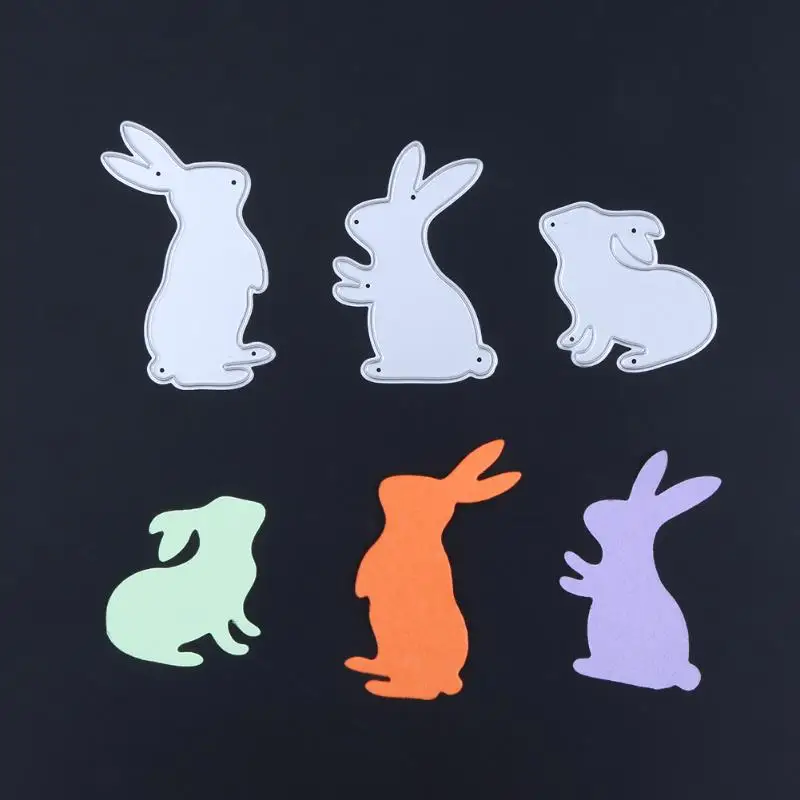 

3pcs Easter Jumping Rabbit Metal Cutting Dies DIY Scrapbooking Embossing Paper Cards Die Craft Decorative Silver Craft Dies
