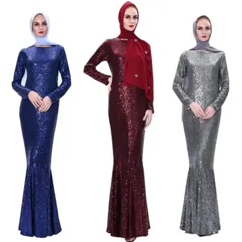 

Luxury Muslim Sequins Abaya Dress Mubarak Niqab Fishtail Skirt Kimono Long Robe Gowns Jubah Middle East Arab Ramadan Eid Islamic