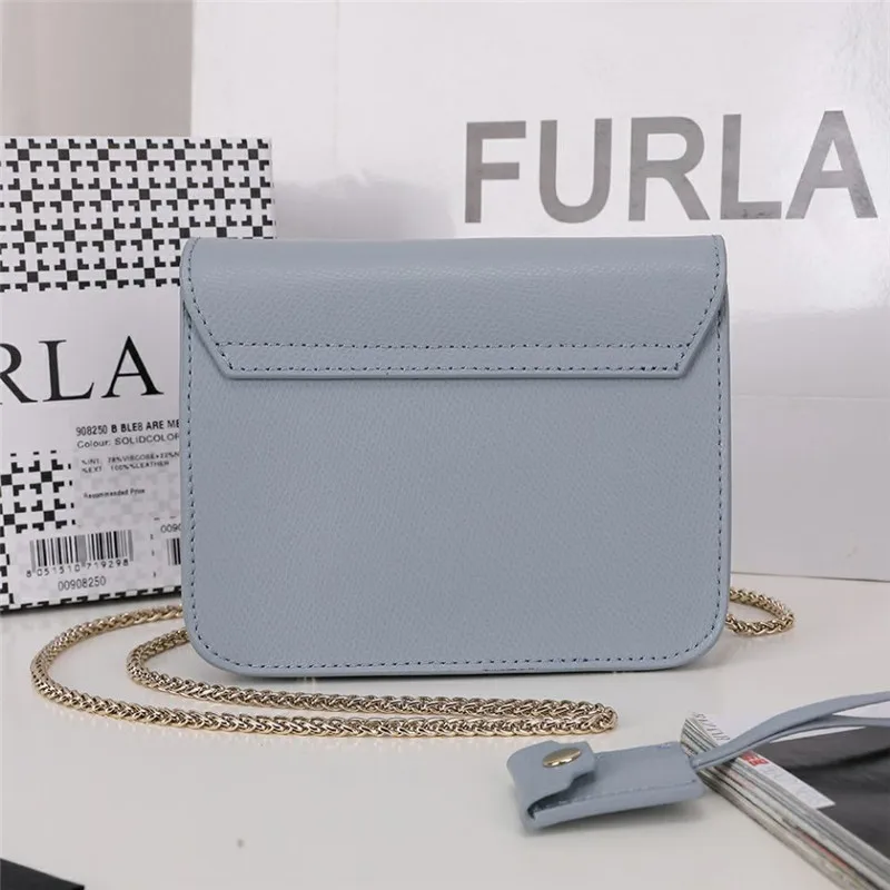 Оригинальные женские сумки FURLA, высококачественные женские кожаные сумки Furla дымчатого синего цвета, размер S 16,5 см x 12 см x 8 см
