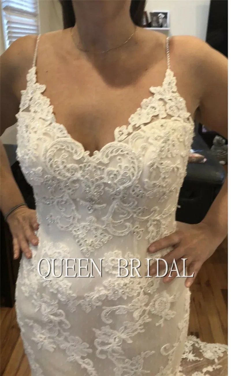 На заказ Новые Модные Свадебные платья Русалка открытая спина кружева Кристалл бисером элегантные сексуальные свадебные платья EY12