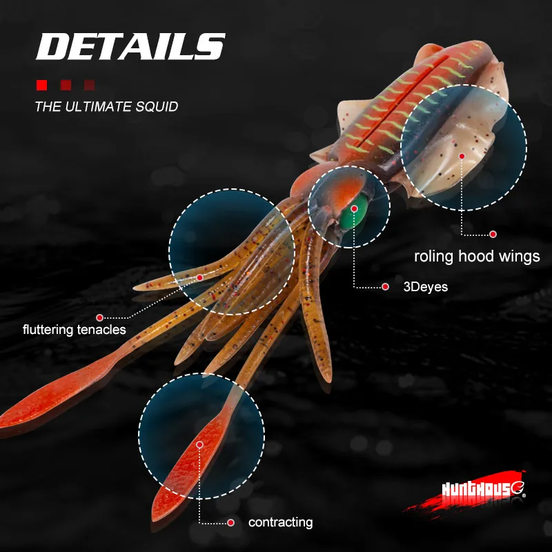 HuntHouse рыболовная Мягкая приманка 150 мм 16 г кальмарный джиг, приманка для рыбалки 6 цветов мягкий воблер ПВХ Эги для рыбалки бас