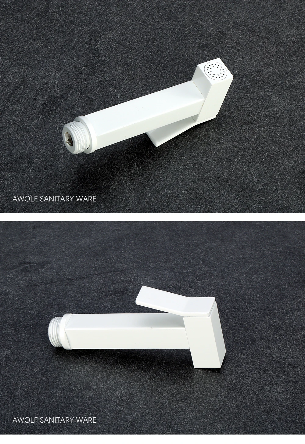 Description Picture 5 of itemSquare Design Hand Held Toilet Bidet Sprayer White Solid Brass Douche Kit Shattaf Dual handle Bidet Faucet Shower Spout AP2305