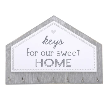 

Wall Hanging Wood Key Hanger Holder Wall Organizer Rectangle House Shape Key Rack Hooks Coat Hooks Home Decoration Coat Hanger
