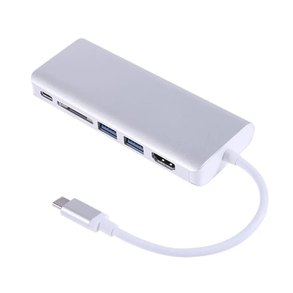 white Ouhaobin 6в1 USB C концентратор адаптер тип-c к HDMI RJ45 адаптер для ноутбука для SD/TF карт-ридер для Windows 10/8/7 - Цвет: white