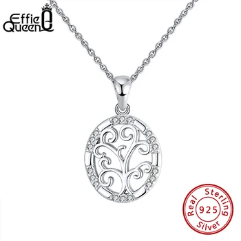 

Effie Queen Real 925 Sterling Silver 32 mm Tree of Life Pendant Necklaces Women AAAA Zircon Fashion Jewelry Party Gift KSN227