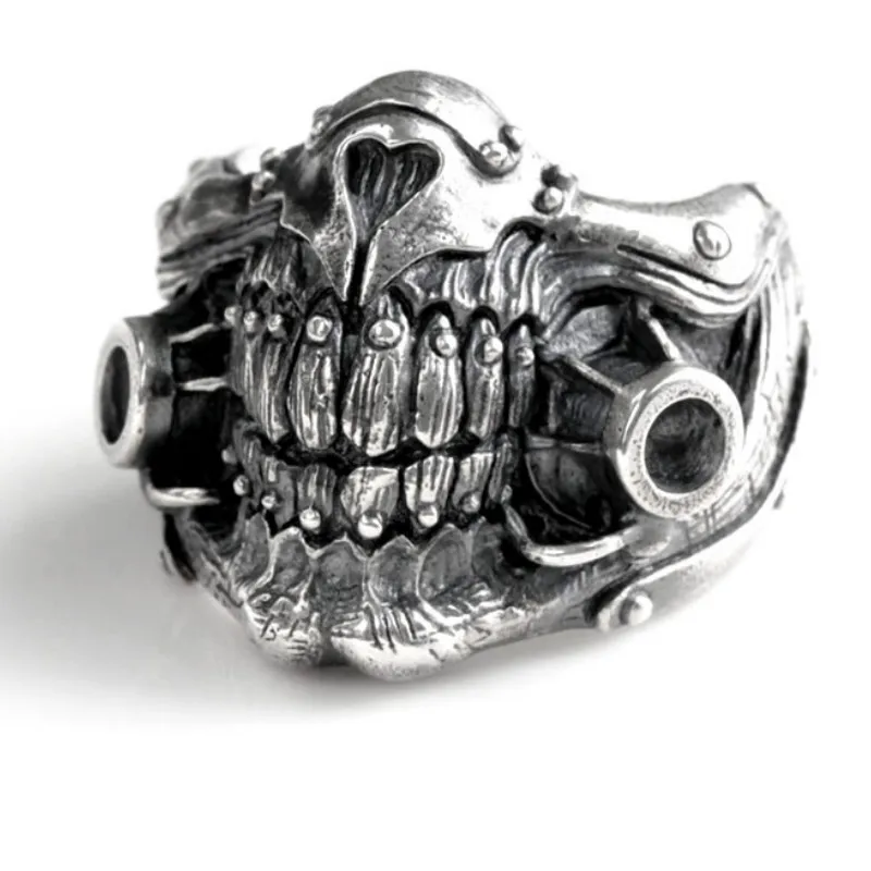 

VILAGE Gothic Men's Fashion Stainless Steel Skull Ring Crazy Max Undead Old Joe Mask Men's Biker Ring Punk Party Jewelry