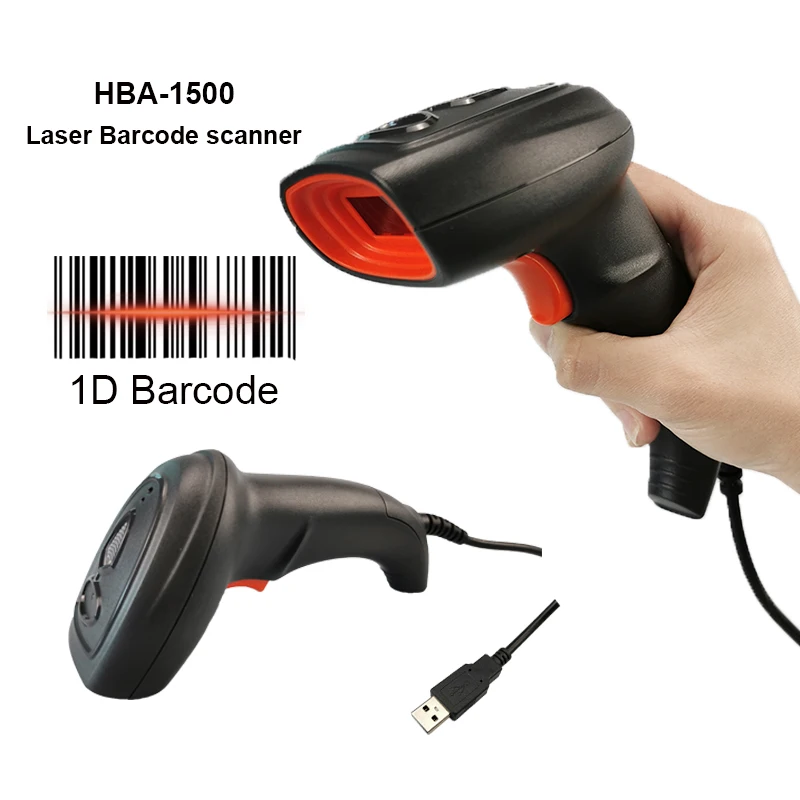 

Wired Barcode Scanner Laser Portable 1D Bar Code Reader Handheld Long Range USB Cable for POS System and Inventory management