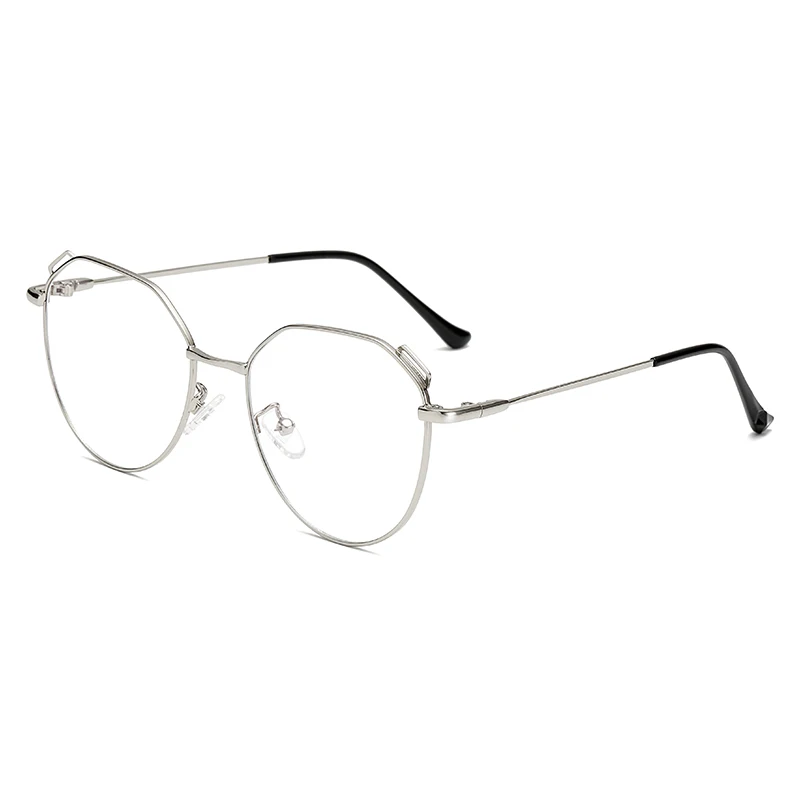 Metal Polygon Retro Glasses Frames Female Men Irregular Transpanrent Frame Women Flat Mirror with Fine Color Men Eyeglasses - Цвет оправы: C5 silver