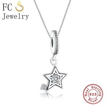 FC Jewelry 925 Sterling Silver Star Clear Color Cubic Zirconia Stone Charm Pendant Necklace For Women Chain Choker Trinket 2018