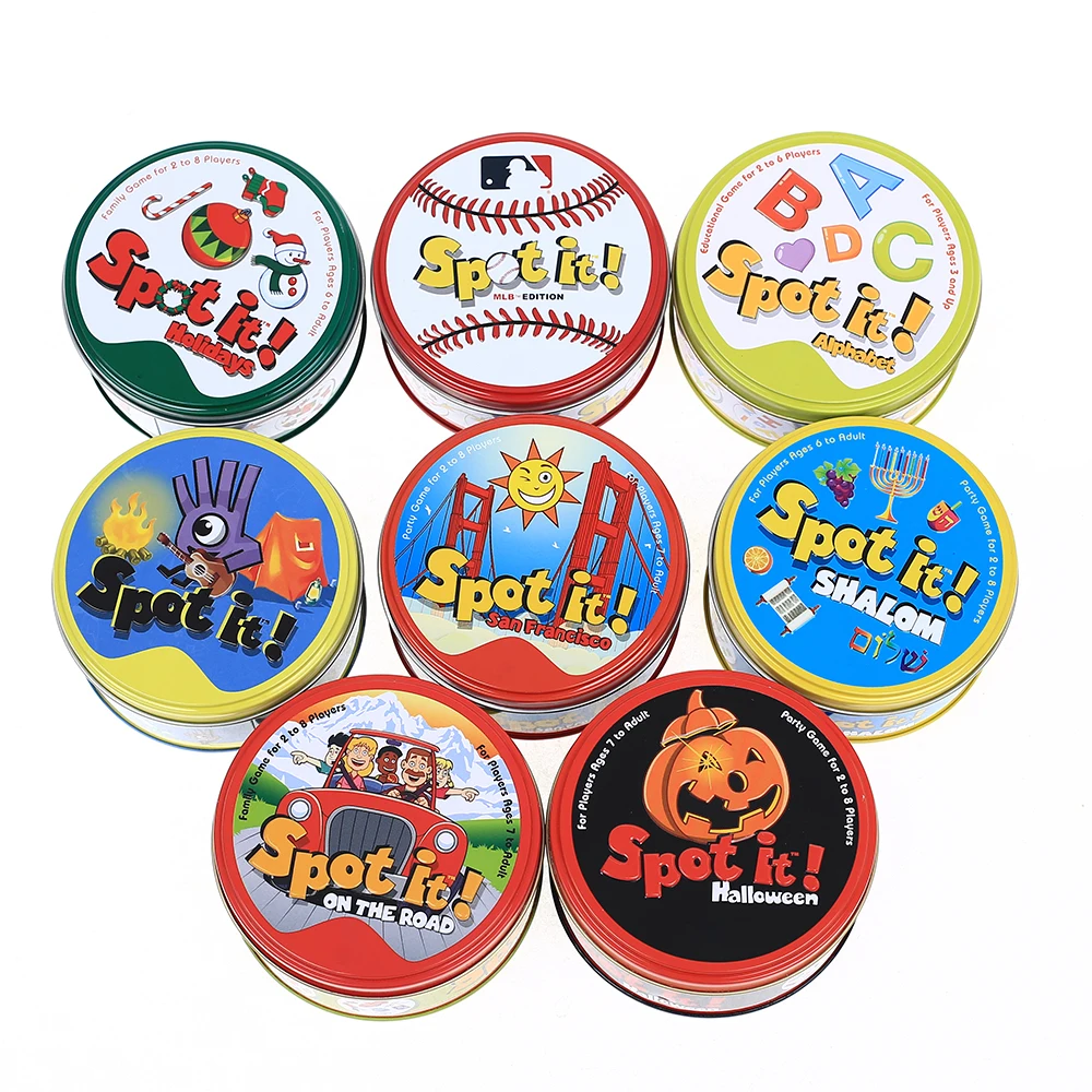 

spot it and dobble card game table Board Game For Dobbles Kids Spot Cards It Go Camping Metal Tin Box toys Classic Education