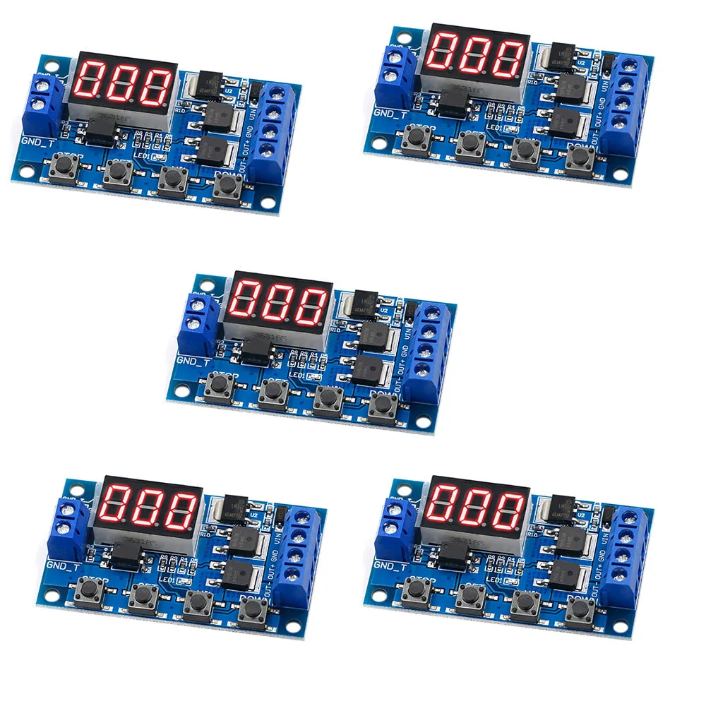 

5PCS DC 12V 24V Dual MOS LED Digital Time Delay Relay Trigger Cycle Switch Circuit Board Timing Control Module RCmall FZ3746
