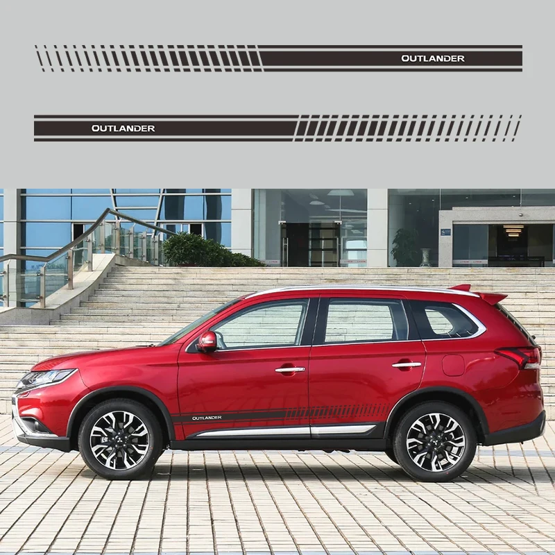 2 шт. автомобиля Стайлинг боковые полосы юбка наклейка для Mitsubishi OUTLANDER Авто наклейки полосы обертывания тела графика