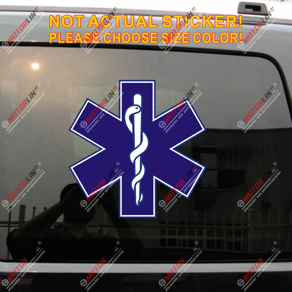 EMS-10012 Reflective EMT EMS Star of Life Euro Emergency Caduceus Bumper Sticker Window Decal EMS-10012 Reflective EMT EMS Star of Life Euro Emergency Caduceus Bumper Sticker Window Decal