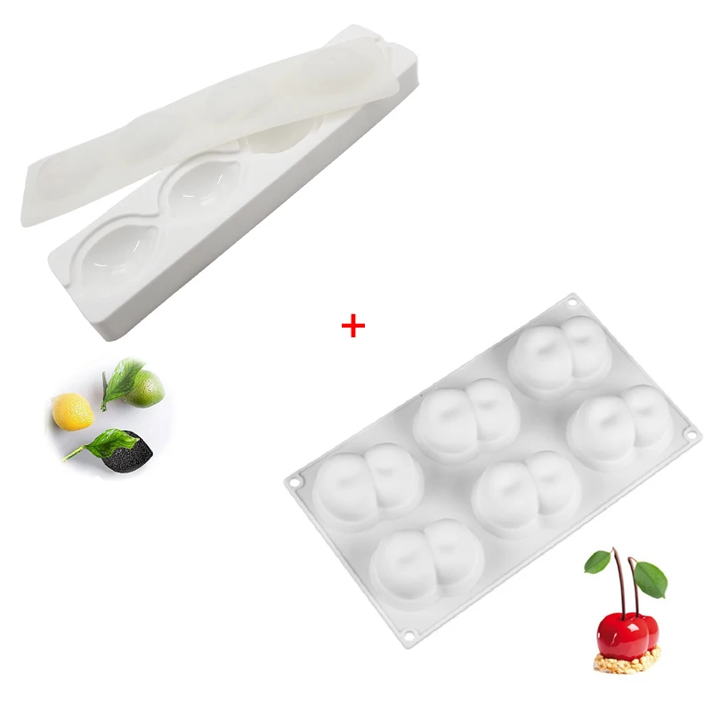 Lemon and Cherry Силиконовая форма для торта в форме фруктов, 3D форма для выпечки, шоколадная выпечка, кексы, противень для выпечки фруктов, яблок, лимона, груши, вишни, Мусса - Цвет: Lemon and Cherry