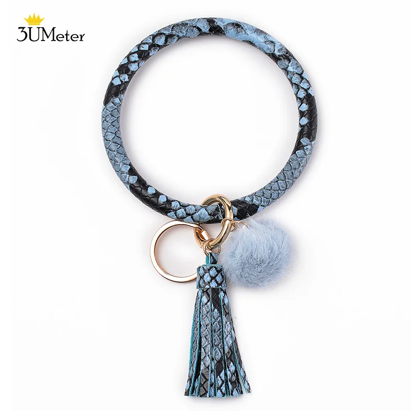 Key Chain Bracelet Мода брелок браслет PU кожаный брелок с кисточкой Круглый Брелок Браслет брелок для женщин девочек ювелирные изделия - Цвет: Key Chain Bracelet