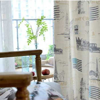 

London curtains for Living Room bedroom European rustic printed curtain window treatment readymade curtains