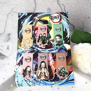 

6Pcs/Set New Demon Slayer Kimetsu No Yaiba Anime Magnetic Paper Bookmark Stationery Bookmarks Book Holder Gift Stationery