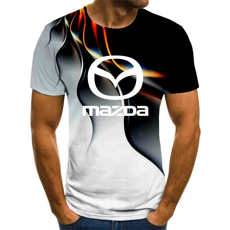 2021 Summer Men's Mazda Logo Outdoor Sports Short-sleeved 3DT Shirt Top Custom Casual T-shirt Solid Color Children's | Мужская