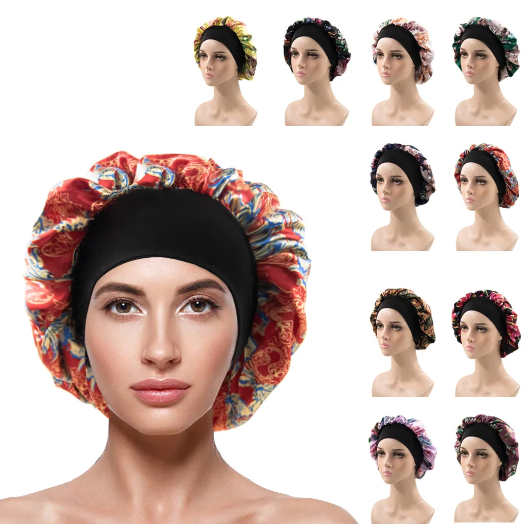 Un Nuovo Set Di Cappellino Con Stampa Multicolore Cappellino Da Notte Fashion Street Snap Modello Africano Turbante Tissus En Soie