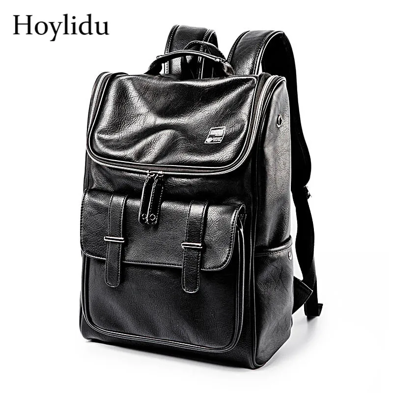 

PU Leather Backpack Men Shoulders Bag Casual Business Travel Large Capacity Waterproof Laptop Backpacks School Bags For Teenager